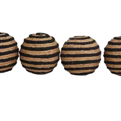 Discount Kirklands Home Handmade Black Stripe Jute Rope Orbs, Set of 4