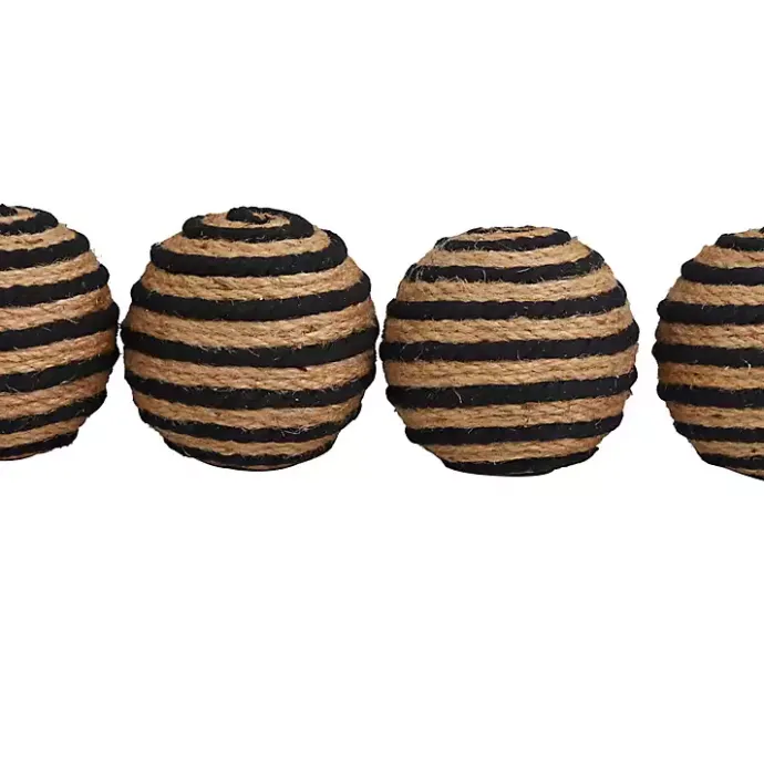 Discount Kirklands Home Handmade Black Stripe Jute Rope Orbs, Set of 4