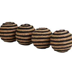 Discount Kirklands Home Handmade Black Stripe Jute Rope Orbs, Set of 4