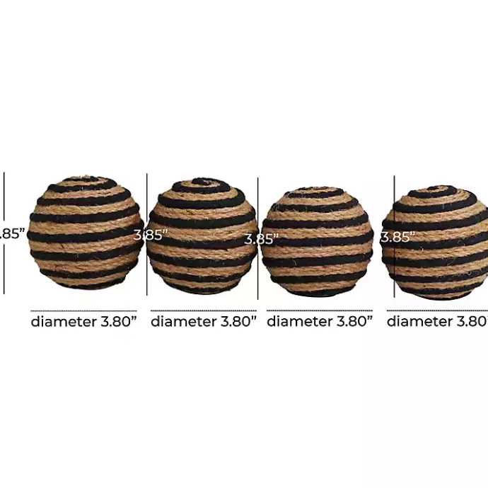 Discount Kirklands Home Handmade Black Stripe Jute Rope Orbs, Set of 4