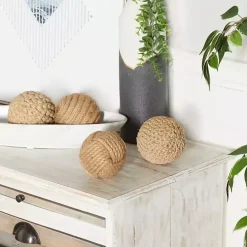 Hot Kirklands Home Handmade Jute Rope Orbs, Set of 4 Brown