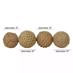 Hot Kirklands Home Handmade Jute Rope Orbs, Set of 4 Brown