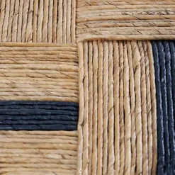 Sale Kirklands Home Handmade Round Banana Leaf Striped Accent Table Brown