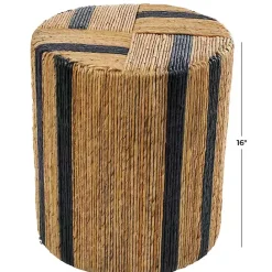 Sale Kirklands Home Handmade Round Banana Leaf Striped Accent Table Brown