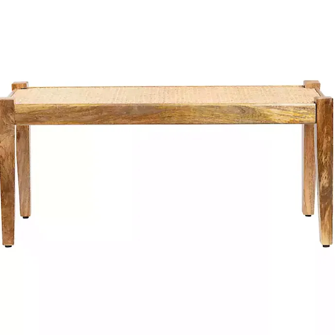 Clearance Kirklands Home Handwoven Rattan Cane and Mango Wood Bench