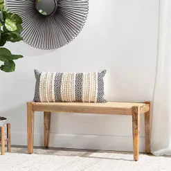 Clearance Kirklands Home Handwoven Rattan Cane and Mango Wood Bench