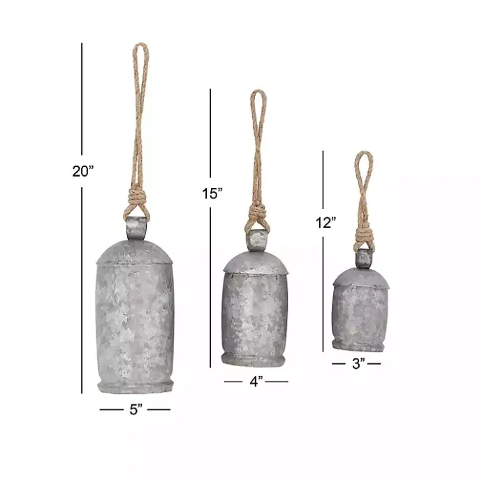 New Kirklands Home Hanging Decorative Bells, Set of 3 Silver