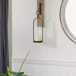 Hot Kirklands Home Hanging Lantern Fir Wood and Iron Sconce