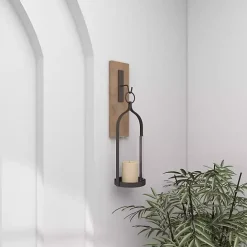 Hot Kirklands Home Hanging Lantern Fir Wood and Iron Sconce