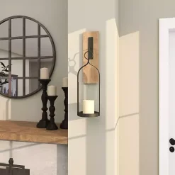 Hot Kirklands Home Hanging Lantern Fir Wood and Iron Sconce