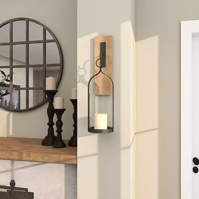 Hot Kirklands Home Hanging Lantern Fir Wood and Iron Sconce