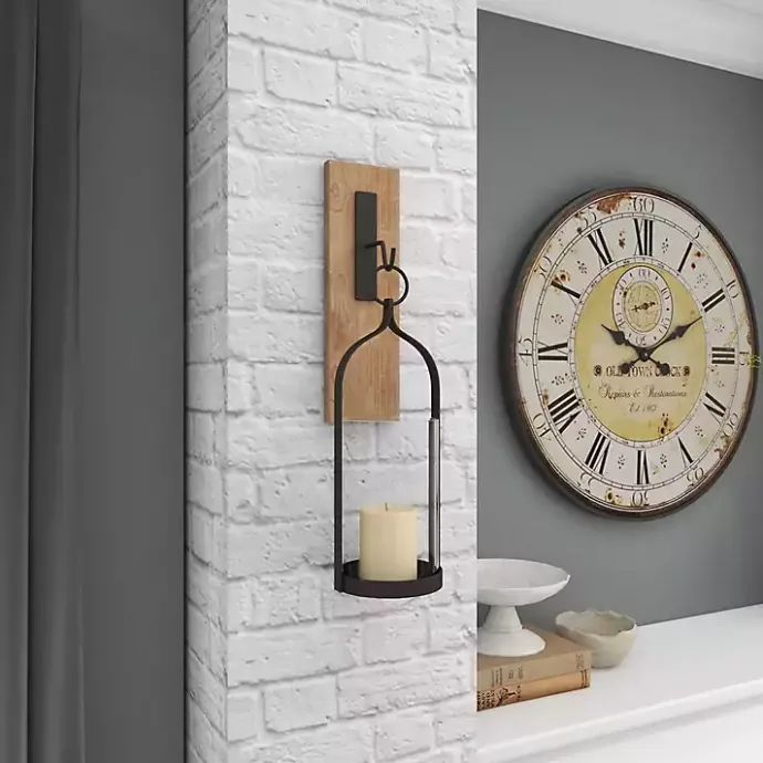 Hot Kirklands Home Hanging Lantern Fir Wood and Iron Sconce