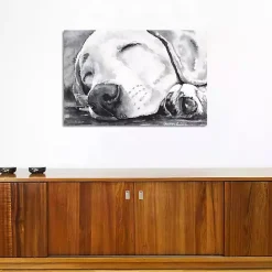 New Kirklands Home Happy Dreams Dog Giclee Canvas Art Print, 40x26 Gray