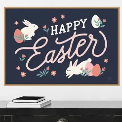 New Kirklands Home Happy Easter Bunnies Framed Canvas Art Print
