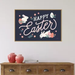 New Kirklands Home Happy Easter Bunnies Framed Canvas Art Print