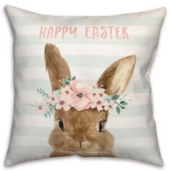 New Kirklands Home Happy Easter Bunny with Floral Crown Pillow