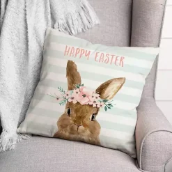 New Kirklands Home Happy Easter Bunny with Floral Crown Pillow