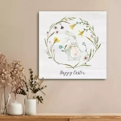 Discount Kirklands Home Happy Easter Bunny Wreath Canvas Art Print