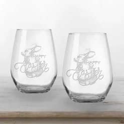 Outlet Kirklands Home Happy Easter Engraved 2-pc. Wine Glass Set Clear