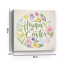 Kirklands Home Happy Easter Floral Egg Wreath Canvas Art Print