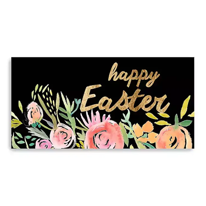 Best Kirklands Home Happy Easter Gold Floral Canvas Art Print