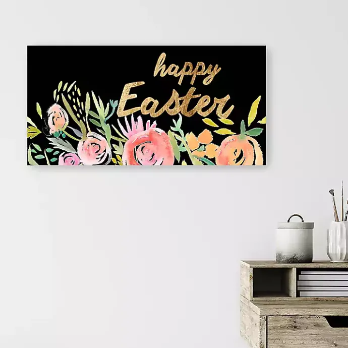 Best Kirklands Home Happy Easter Gold Floral Canvas Art Print