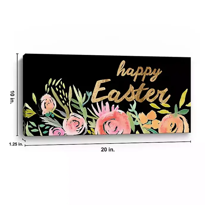 Best Kirklands Home Happy Easter Gold Floral Canvas Art Print