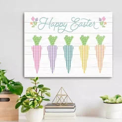 Sale Kirklands Home Happy Easter Plaid Carrots Canvas Art Print