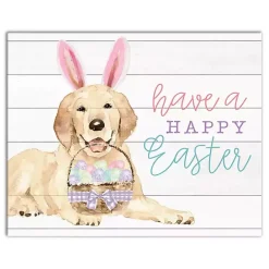 Best Kirklands Home Happy Easter Puppy Canvas Wall Plaque White