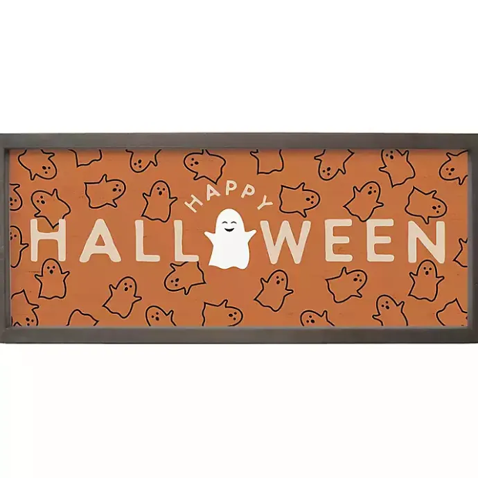 Online Kirklands Home Happy Ghosts and Halloween Framed Wall Plaque Orange
