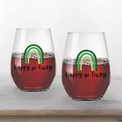 Outlet Kirklands Home Happy Go Lucky Stemless Wine Glasses, Set of 2