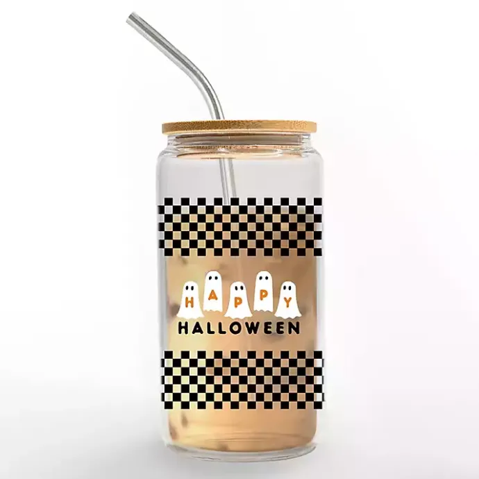 Best Kirklands Home Happy Halloween Ghosts Checkered Halloween Tumbler