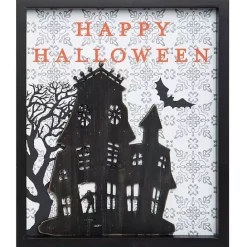 Discount Kirklands Home Happy Halloween House Framed Wall Plaque