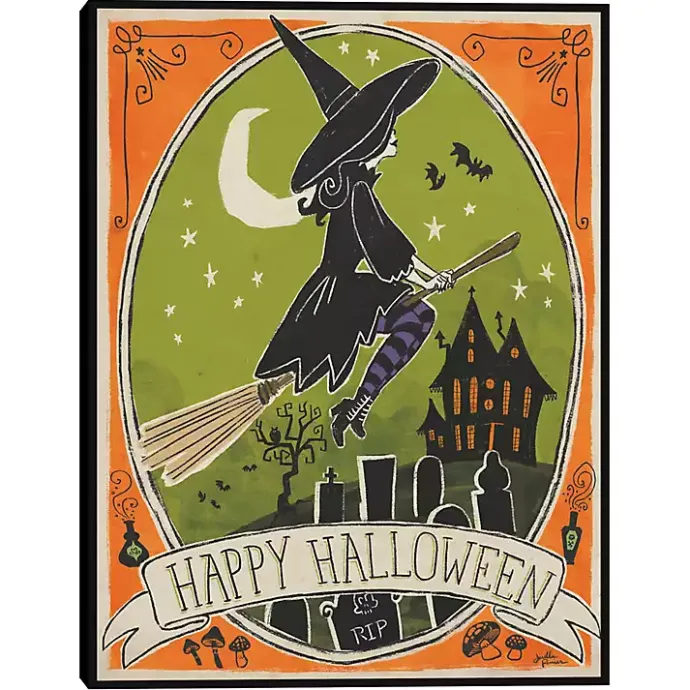 Sale Kirklands Home Happy Halloween Witch Canvas Wall Plaque