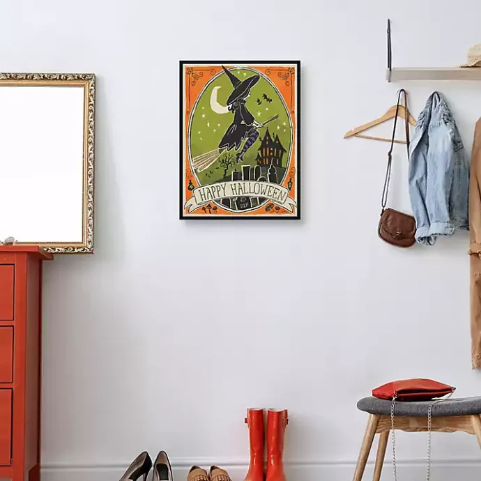 Sale Kirklands Home Happy Halloween Witch Canvas Wall Plaque