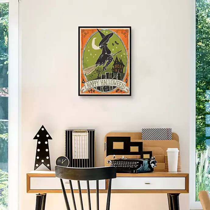 Sale Kirklands Home Happy Halloween Witch Canvas Wall Plaque
