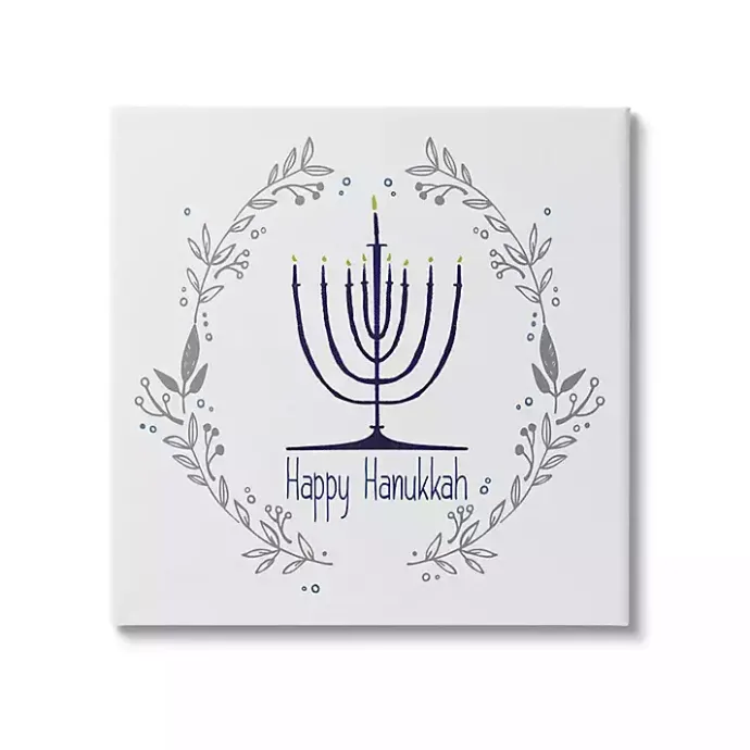 Clearance Kirklands Home Happy Hanukkah Wreath Canvas Art Print