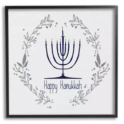 Clearance Kirklands Home Happy Hanukkah Wreath Framed Art Print