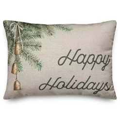 Kirklands Home Happy Holidays Bells Christmas Pillow Green