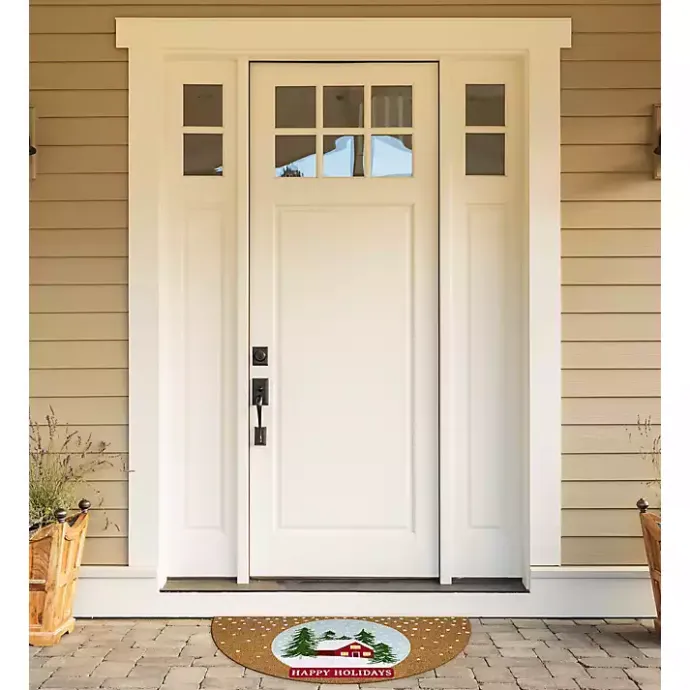 Outlet Kirklands Home Happy Holidays Half Circle Coir Doormat