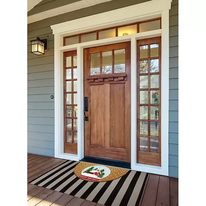 Outlet Kirklands Home Happy Holidays Half Circle Coir Doormat