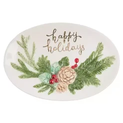 Outlet Kirklands Home Happy Holidays Oval Serving Platter with Spreader