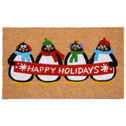 Best Kirklands Home Happy Holidays Penguins Doormat Multi