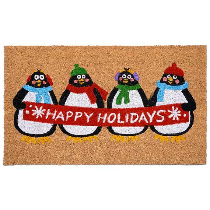 Best Kirklands Home Happy Holidays Penguins Doormat Multi