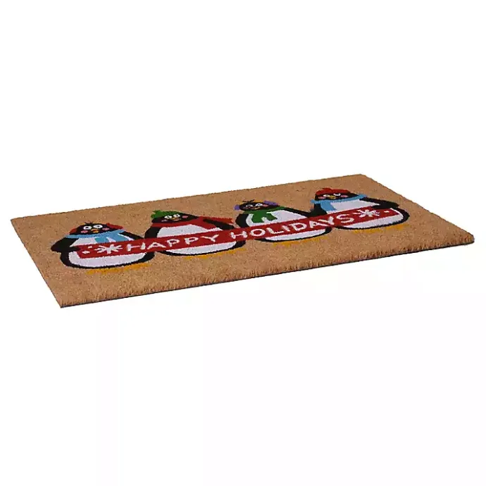 Best Kirklands Home Happy Holidays Penguins Doormat Multi