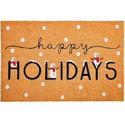 New Kirklands Home Happy Holidays Snowmen Doormat Tan