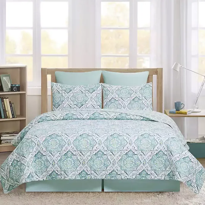 Best Kirklands Home Harlen Mosaic 3-pc. Full/Queen Quilt Set Blue