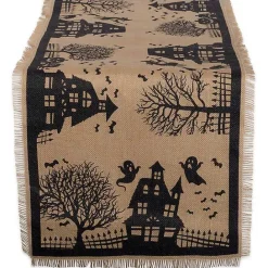 Online Kirklands Home Haunted House Burlap Table Runner