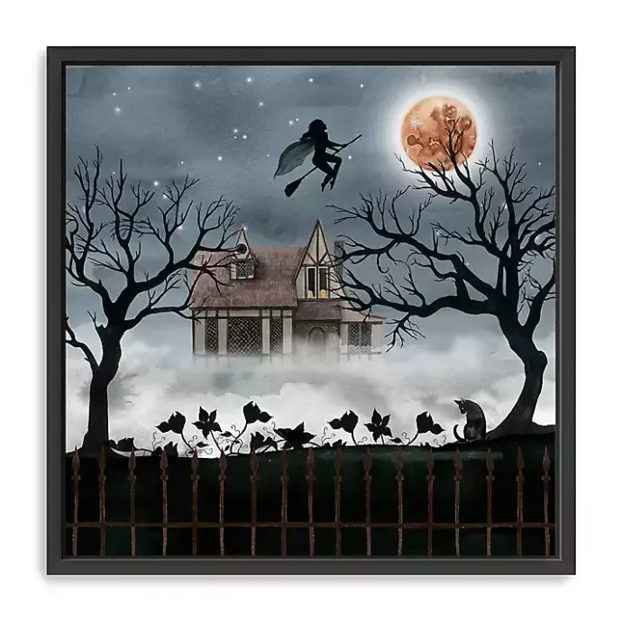 Clearance Kirklands Home Haunted House Flying Canvas Wall Art