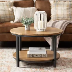 Hot Kirklands Home Hayden Wood and Gunmetal Coffee Table